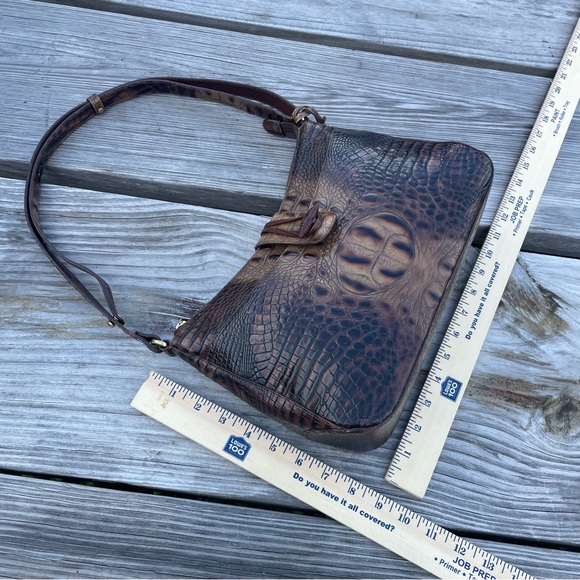 Brahmin Isabelle Pecan Brown Embossed Leather Shoulder Crossbody Purse hand Bag - Picture 11 of 15